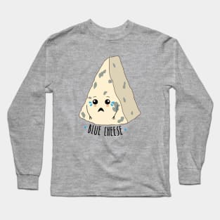 Sad Blue Cheese Funny Food Pun Long Sleeve T-Shirt